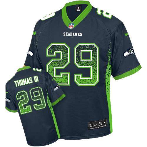 Men's Elite Earl Thomas III Nike Jersey Navy Blue - #29 Drift Fashion NFL Seattle Seahawks